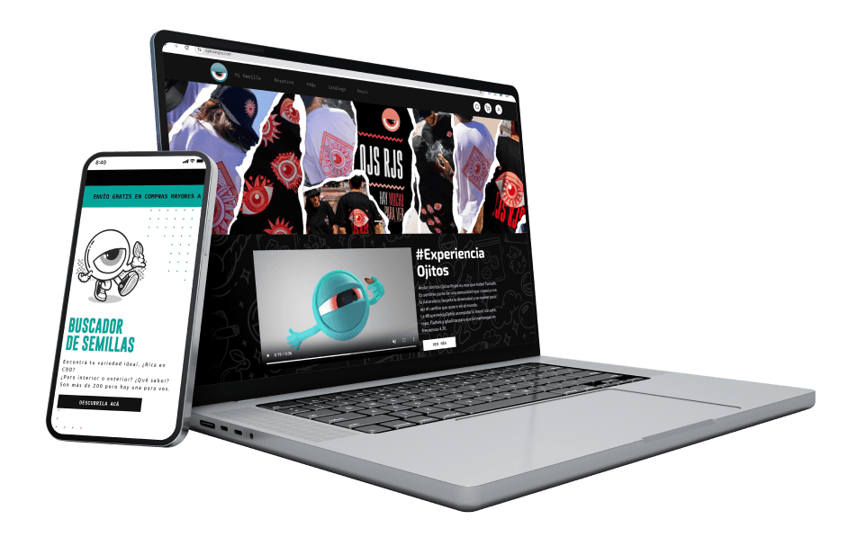 Ojitos Rojos web in mobile and desktop device