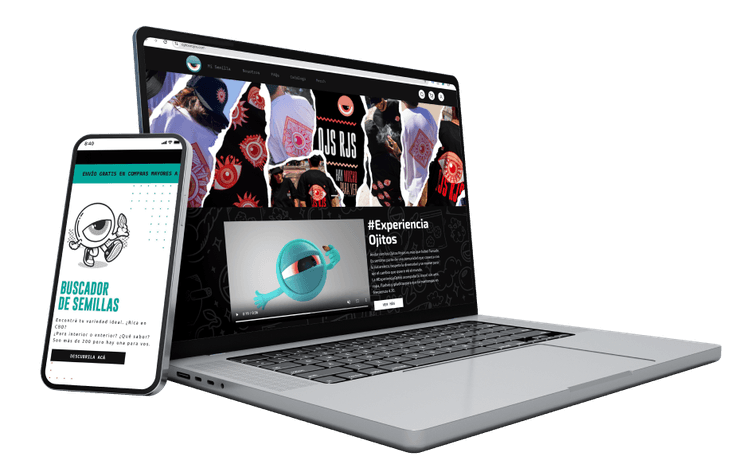 Ojitos Rojos web in mobile and desktop device